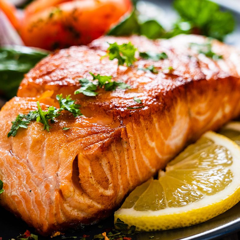 A delicious plated salmon dinner